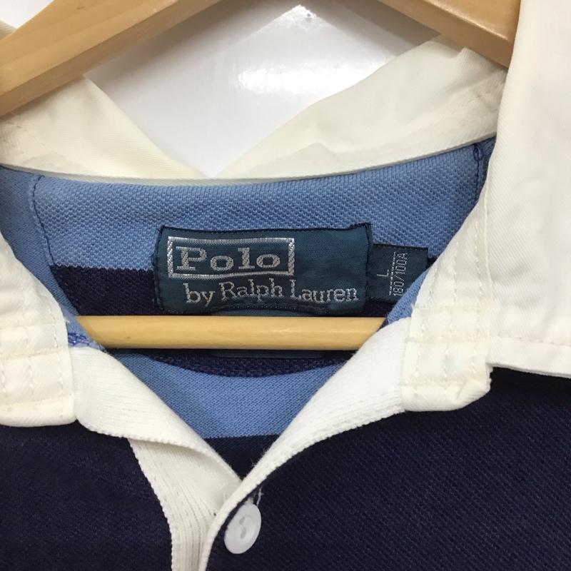 ポロバイラルフローレン Polo by RALPH LAUREN ポロシャツ 半袖 半袖ポロシャツ カラーシャツ 半袖カットソー L ボーダー柄 青 / ブルー / X 水色 / ライトブルー / メンズ USED 古着 中古 10134944