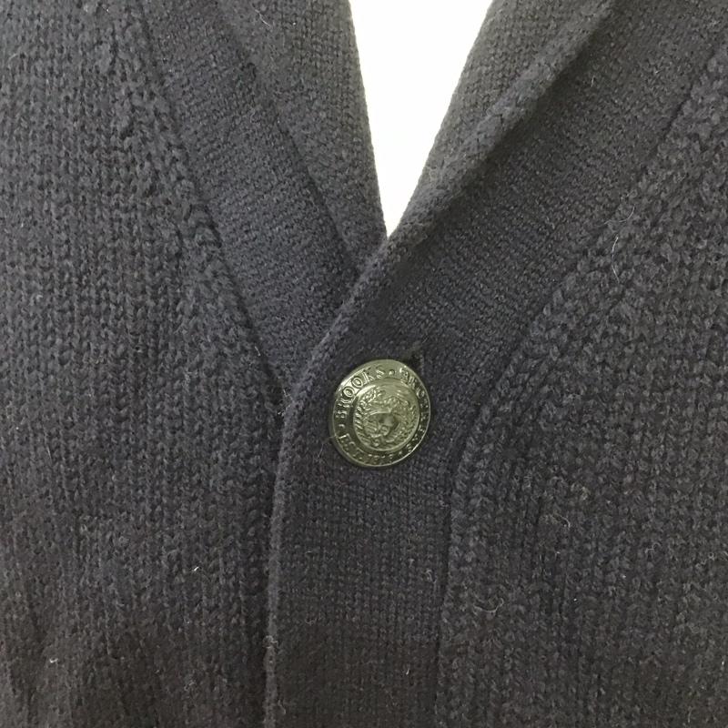 ブルックスブラザーズ BROOKS BROTHERS カーディガン 長袖 ショールカラー ウール M ワンポイント 紺 / ネイビー / メンズ USED 古着 中古 10112668