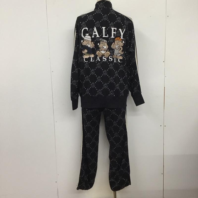 ガルフィー GALFY セットアップ セットアップ セットアップ ジャージ ジップアップジャケット ワイドパンツ 2点セット L プリント 黒 / ブラック / レディース USED 古着 中古 10138405