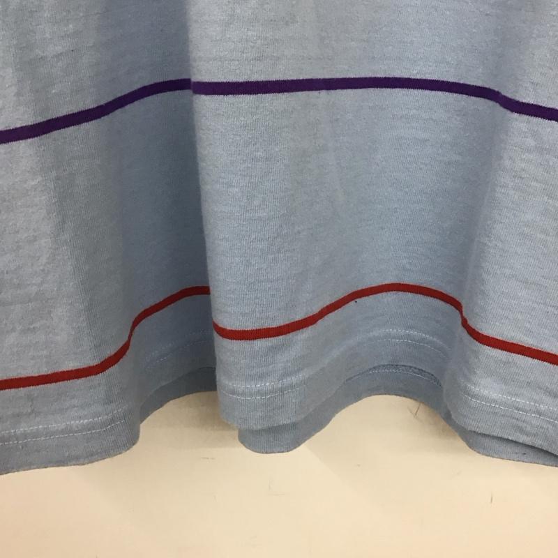 エックスガール X-girl Tシャツ 半袖 05183302 RAINBOW STRIPE S/S T 2 ロゴ、文字 水色 / ライトブルー / レディース USED 古着 中古 10134208