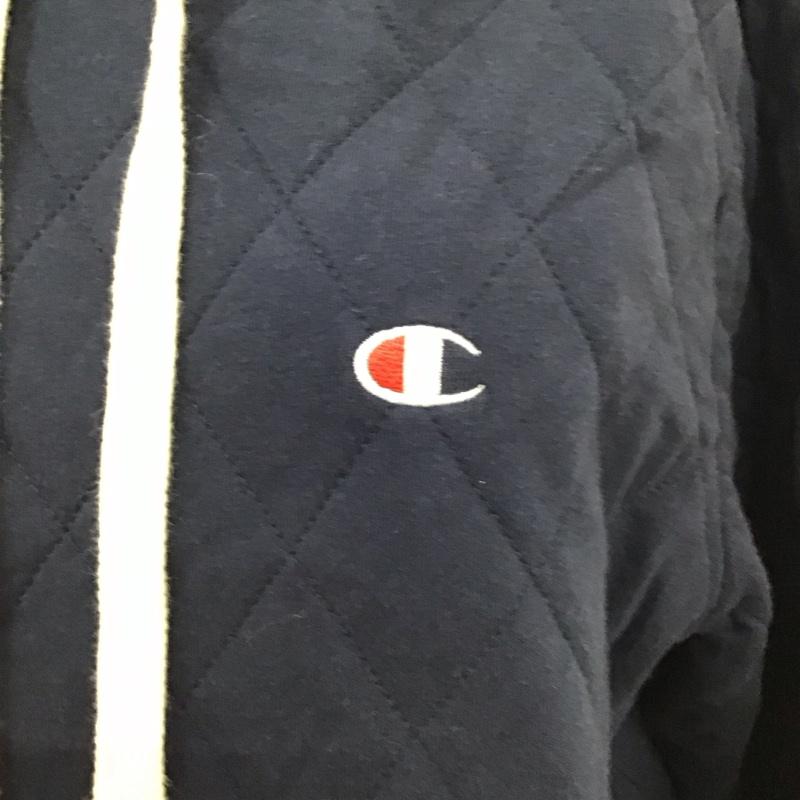 チャンピオン Champion パーカー 長袖 長袖パーカー フード付きパーカー プリントスウェット キルティング S ロゴ、文字 紺 / ネイビー / レディース USED 古着 中古 10117828