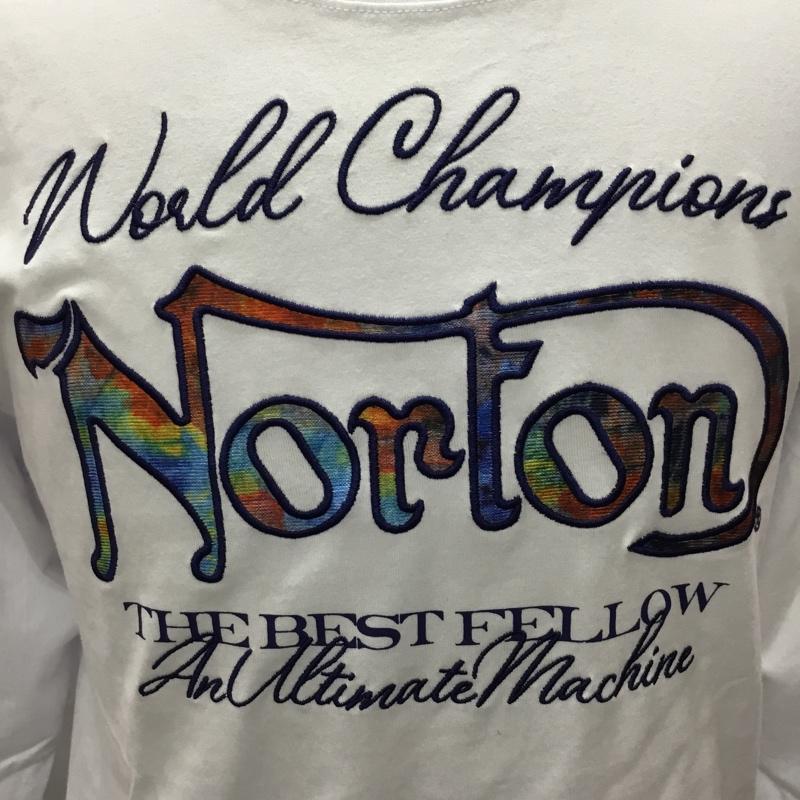 ノートン Norton カットソー 長袖 長袖カットソー クルーネックカットソー ロングスリーブカットソー プリントTシャツ M ロゴ、文字 白 / ホワイト /  メンズ USED 古着 中古 10108770