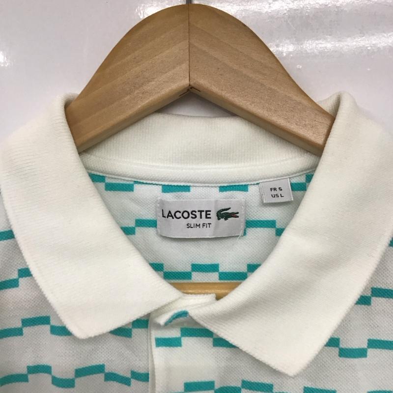 ラコステ LACOSTE ポロシャツ 半袖 半袖ポロシャツ 半袖カットソー カラーシャツ 5 プリント X ロゴ、文字 白 / ホワイト / メンズ USED 古着 中古 10132235