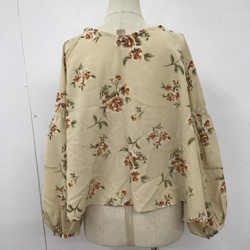 ワンアフター アナザー ナイスクラップ one after another NICE CLAUP カットソー 長袖 300260 フルールレトロブラウス Vネック FREE 花柄 ベージュ / ベージュ /  レディース USED 古着 中古 10108317