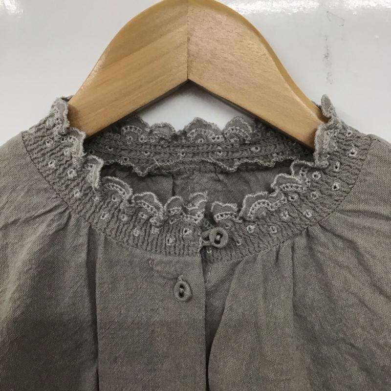 サマンサモスモス Samansa Mos2 シャツ、ブラウス 長袖 1709822 衿刺繍シャーリング前開きブラウス FREE 刺繍 灰 / グレー / レディース USED 古着 中古 10139127