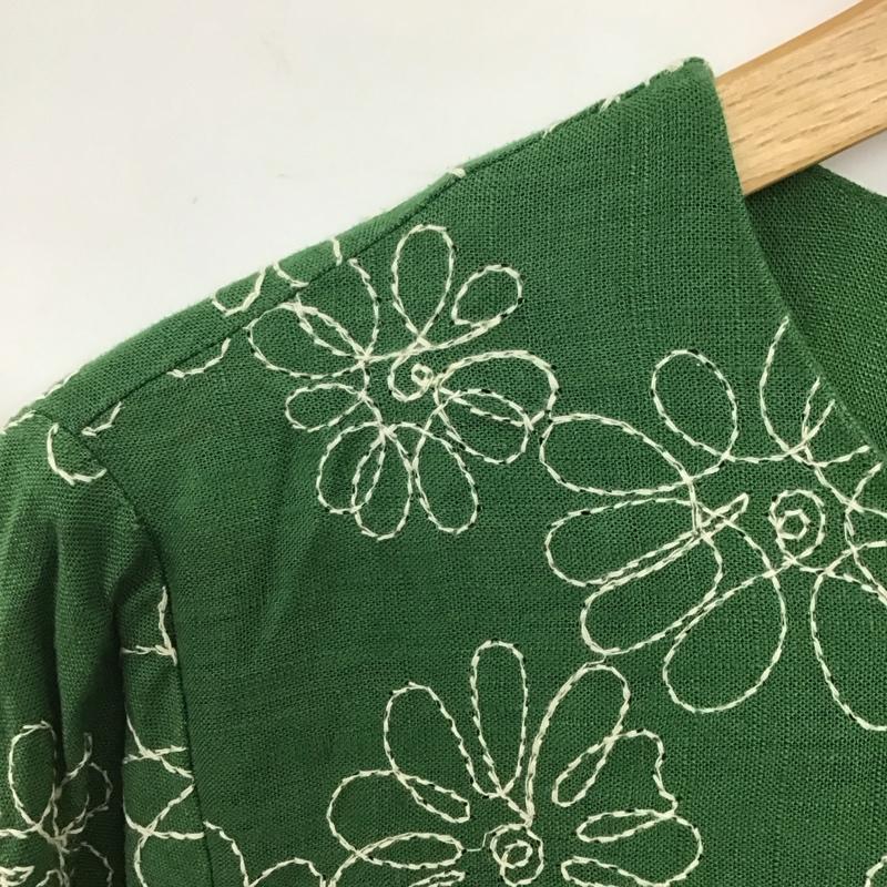 ザラ ZARA ワンピース ロングスカート 長袖ワンピース ロングワンピース フレアスカート XL 刺繍 緑 / グリーン / レディース USED 古着 中古 10135448