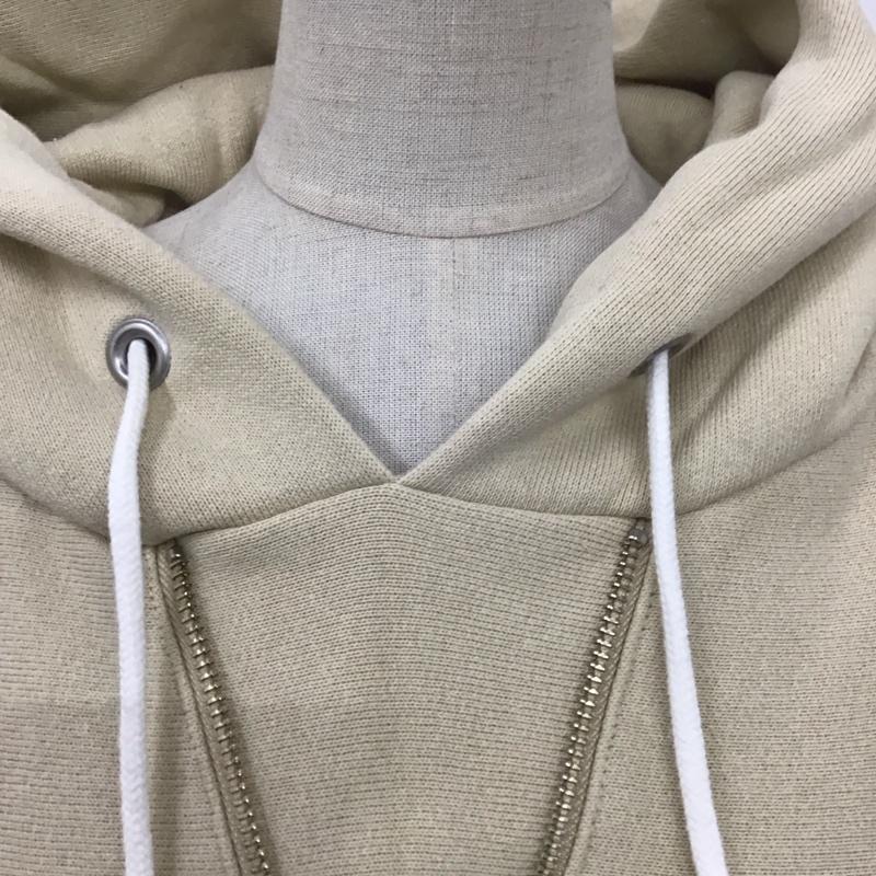 チャンピオン Champion パーカー 長袖 CW-S103 リバースウィーブ 11.5oz ハーフジップ フーディー L ワンポイント ベージュ / ベージュ / レディース USED 古着 中古 10121868