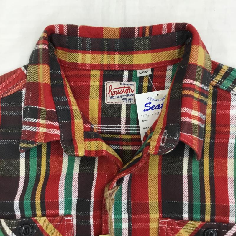 ヒューストン HOUSTON シャツ、ブラウス 長袖 L チェック 赤 / レッド / メンズ USED 古着 中古 10138692
