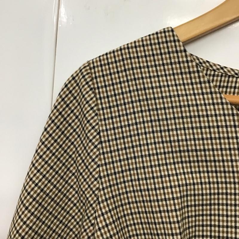 インデックス index シャツ、ブラウス 長袖 C58-87011 Vネック ノーカラー ウエストタック M チェック 黒 / ブラック / X 茶 / ブラウン / X アイボリー / アイボリー / レディース USED 古着 中古 10131328