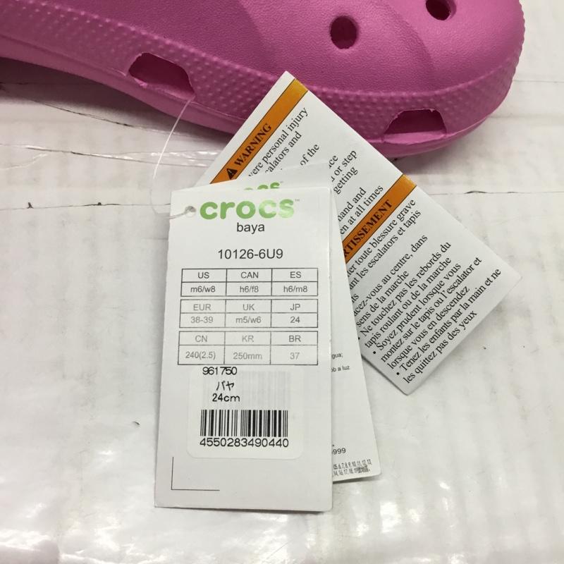 クロックス crocs サンダル サンダル 10126-6U9 baya バヤ 24cm 24.0cm ロゴ、文字 桃 / ピンク / レディース USED 古着 中古 10111539
