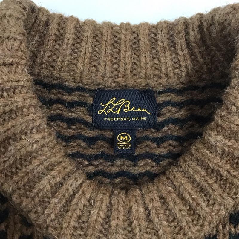 エルエルビーン L.L.Bean ニット、セーター 長袖 長袖ニットカットソー ニット セーター クルーネックニット M 総柄 茶 / ブラウン / メンズ USED 古着 中古 10111804