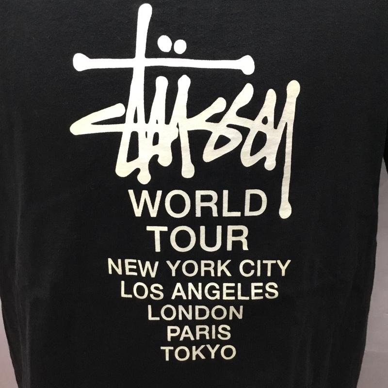 ステューシー STUSSY Tシャツ 半袖 c8-h342 STUSSY×Champion WorldTourTee 半袖カットソー プリントTシャツ L プリント 黒 / ブラック / メンズ USED 古着 中古 10108242