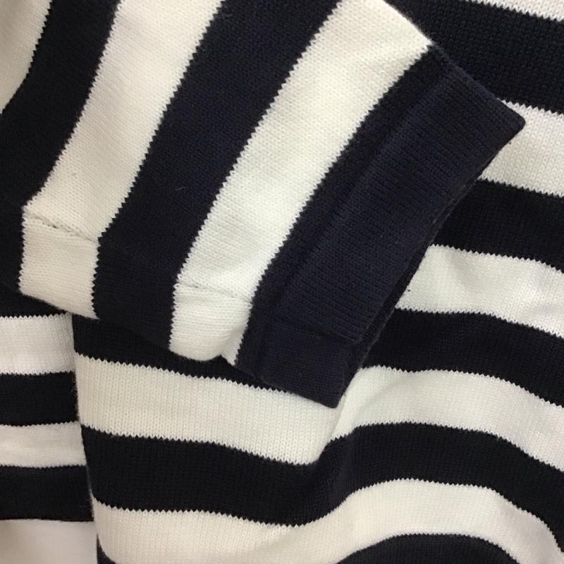 トミーヒルフィガー TOMMY HILFIGER ニット、セーター 長袖 長袖ニットカットソー クルーネック セーター M ボーダー柄 白 / ホワイト / X 紺 / ネイビー / メンズ USED 古着 中古 10137182