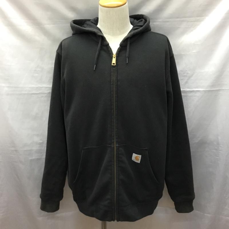 カーハート Carhartt パーカー 長袖 長袖パーカー ジップアップパーカー プリントスウェット トレーナー M 無地 黒 / ブラック /  メンズ USED 古着 中古 10120312