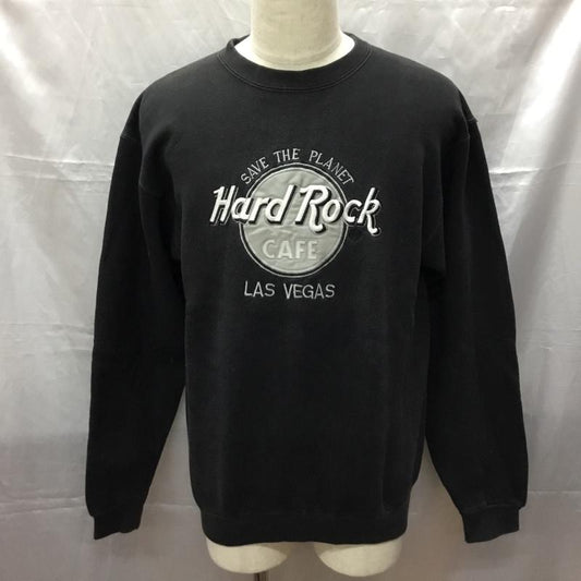 ハードロックカフェ HARD ROCK CAFE トレーナー 長袖 長袖スウェット 長袖トレーナー リブカットソー 長袖カットソー プリントトレーナー M ロゴ、文字 黒 / ブラック /  メンズ USED 古着 中古 10112301