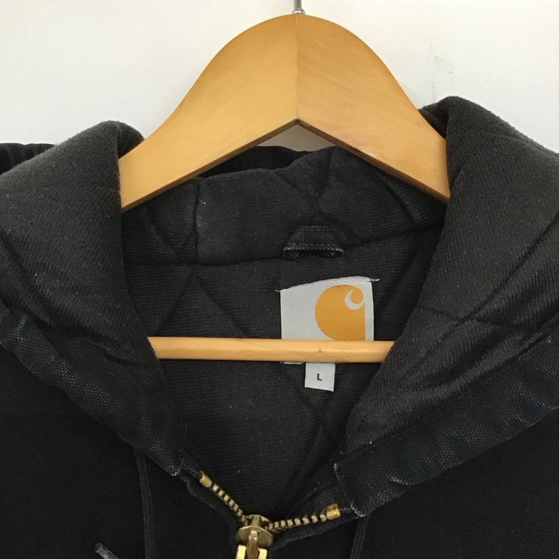 カーハート Carhartt ジャケット、上着 ジャケット、ブレザー ジップアップジャケット パーカージャケット アウター L ロゴ、文字 黒 / ブラック / メンズ USED 古着 中古 10136793