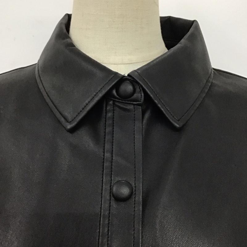 アズールバイマウジー AZUL BY MOUSSY シャツ、ブラウス 長袖 250EAY30-365g WAIST TUCK FAUX LEATHER SHIRT ウエストタックフェイクレザーシャツ M 無地 黒 / ブラック / レディース USED 古着 中古 10106641