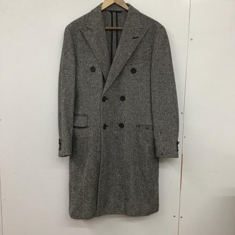 ダーバン DURBAN ジャケット、上着 ジャケット、ブレザー ロングコートジャケット アウター ダブル LL 総柄 白 / ホワイト / X 黒 / ブラック / メンズ USED 古着 中古 10136044