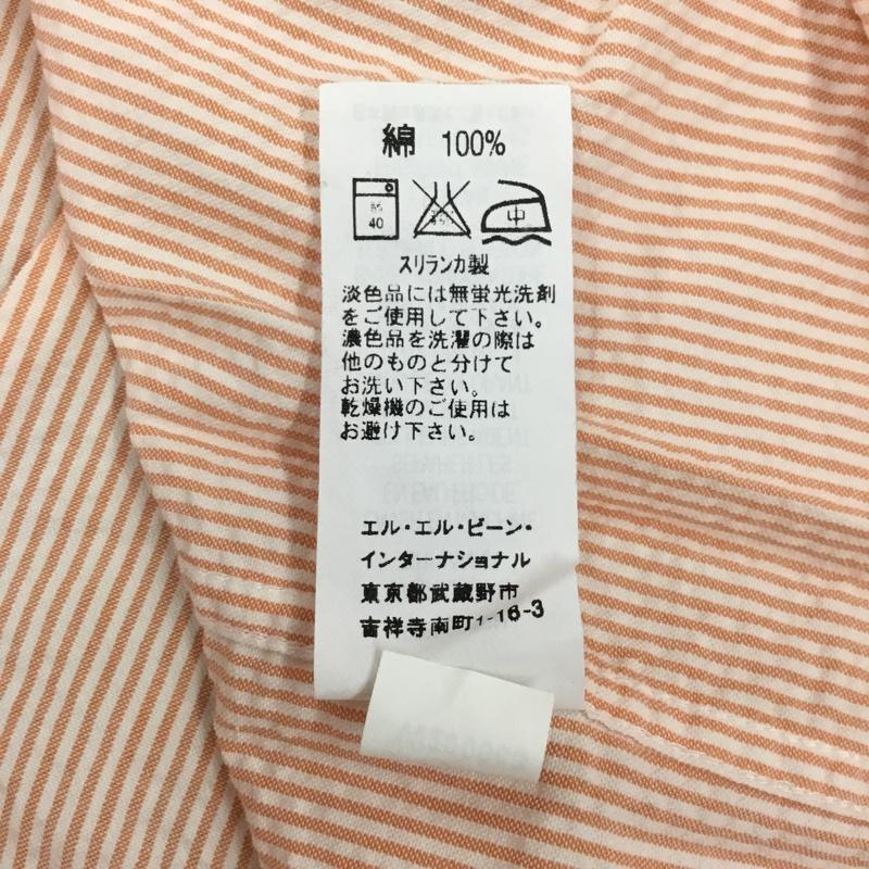 エルエルビーン L.L.Bean シャツ、ブラウス 長袖 ボタンダウンシャツ M ストライプ 白 / ホワイト / X 橙 / オレンジ / メンズ USED 古着 中古 10112762