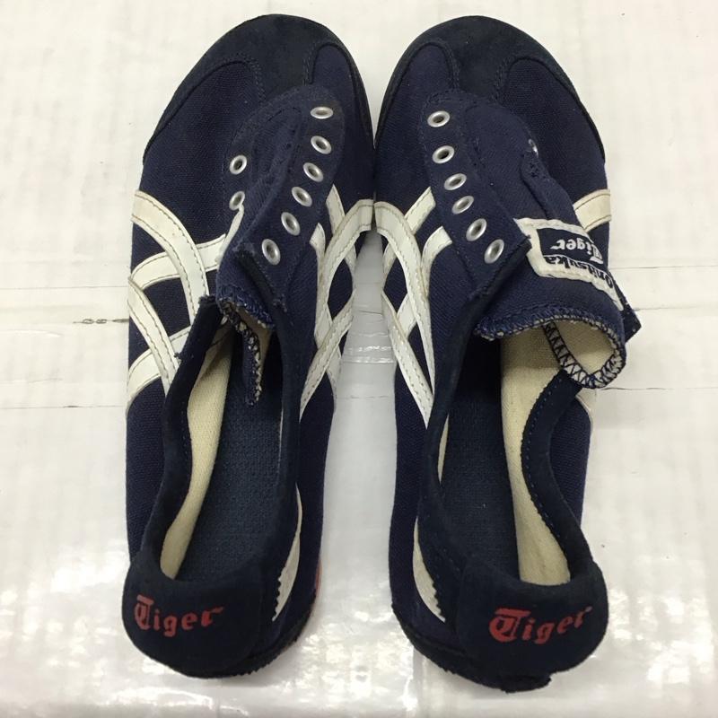 オニツカタイガー ONITSUKA TIGER スニーカー スニーカー TH3K0N スリッポン MEXICO 66 23cm 23.0cm ロゴ、文字 紺 / ネイビー / レディース USED 古着 中古 10118769