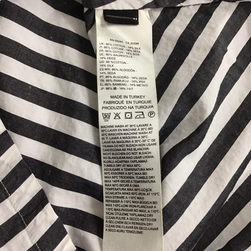 ディーゼル DIESEL カットソー 長袖 コットン シルク混 ボートネック ブラウス XXS ボーダー柄 白 / ホワイト / X 黒 / ブラック /  レディース USED 古着 中古 10110874