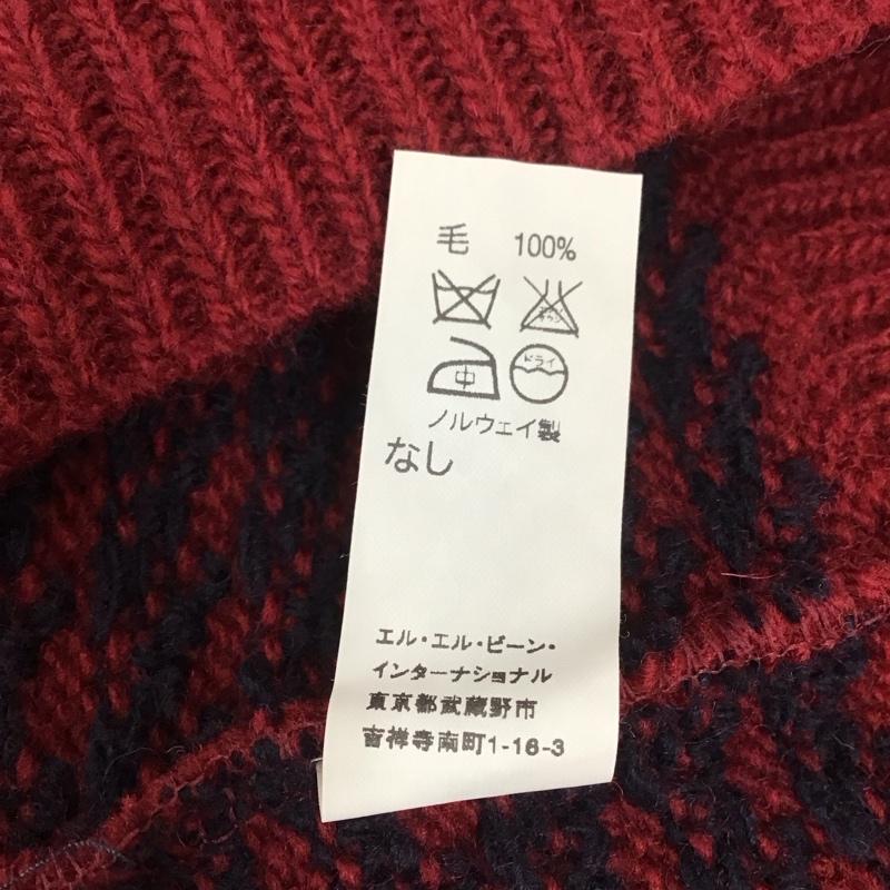エルエルビーン L.L.Bean ニット、セーター 長袖 長袖ニットカットソー ニット セーター ジップネックニット S 総柄 えんじ / ワインレッド / X 紺 / ネイビー / メンズ USED 古着 中古 10111708
