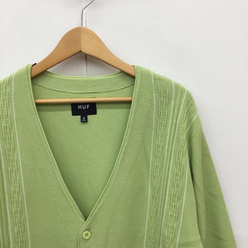 ハフ HUF カーディガン 長袖 CHAIN LINK CARDIGAN S 黄緑 / イエローグリーン / X 白 / ホワイト / メンズ USED 古着 中古 10136988