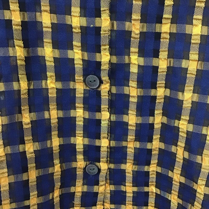 スライ SLY シャツ、ブラウス 半袖 030CSY30-5260 SHEER CHECK SH 開襟シャツ シアー FREE チェック 紺 / ネイビー / X 橙 / オレンジ / X 黒 / ブラック / レディース USED 古着 中古 10107938