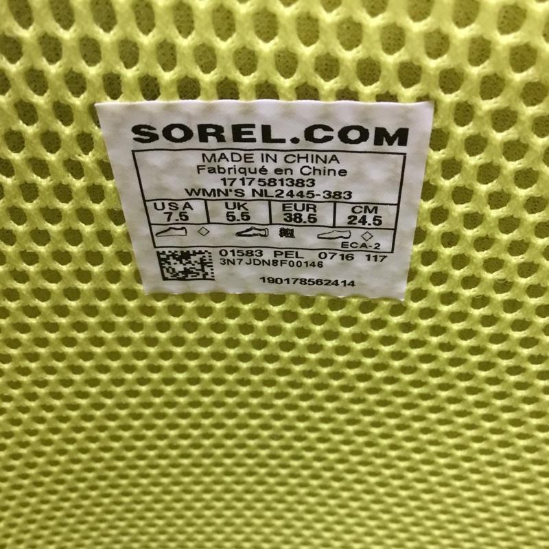 ソレル SOREL 長靴、レインシューズ 長靴、レインシューズ NL2445-383 レインブーツ ウエッジソール 24.5cm 24.5cm ロゴ、文字 カーキ / カーキ / レディース USED 古着 中古 10106524