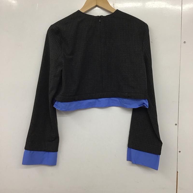 ザラ ZARA カットソー 長袖 8481/718/922 ショート丈 レイヤードトップス S チェック チャコールグレー / チャコールグレー / X 青 / ブルー / レディース USED 古着 中古 10133626