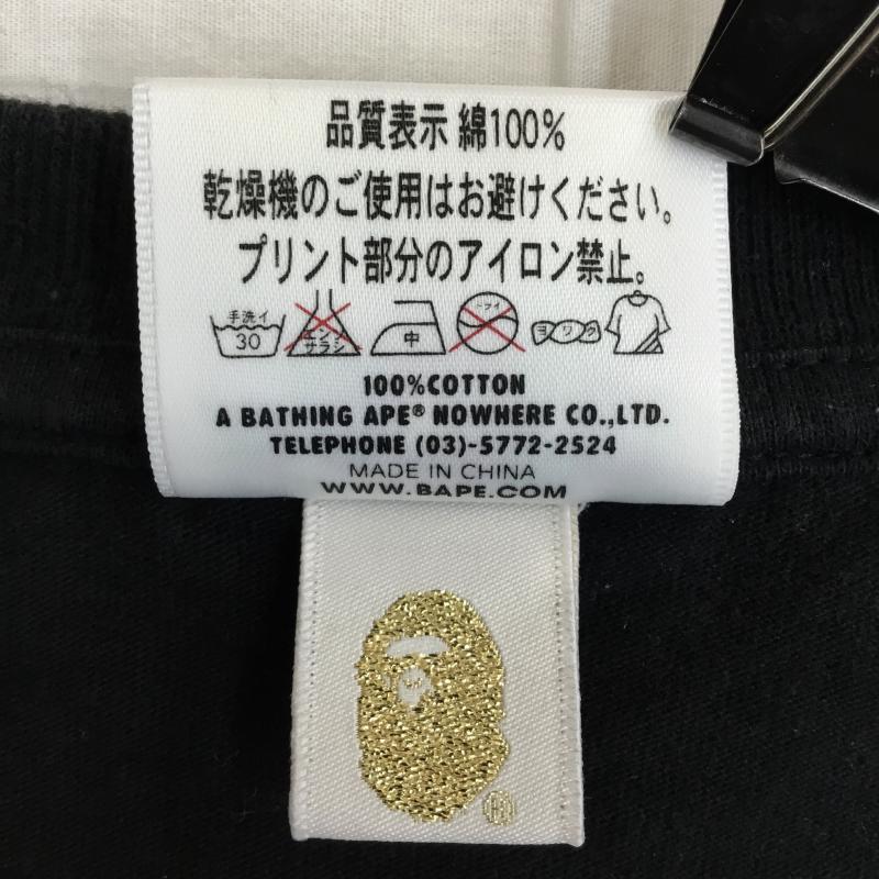 アベイシングエイプ A BATHING APE Tシャツ 半袖 COLLEGE MILO TEE XS プリント 黒 / ブラック / レディース USED 古着 中古 10141841
