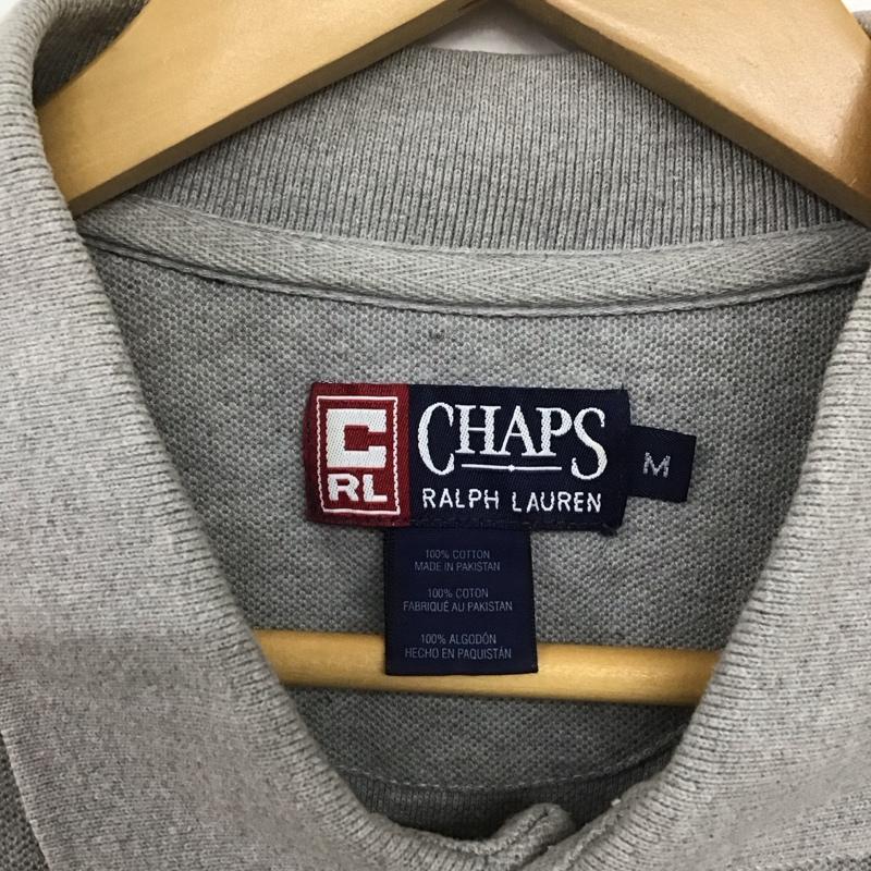 チャップス CHAPS ポロシャツ 半袖 半袖ポロシャツ 半袖カットソー カラーシャツ M ロゴ、文字 灰 / グレー / メンズ USED 古着 中古 10132331