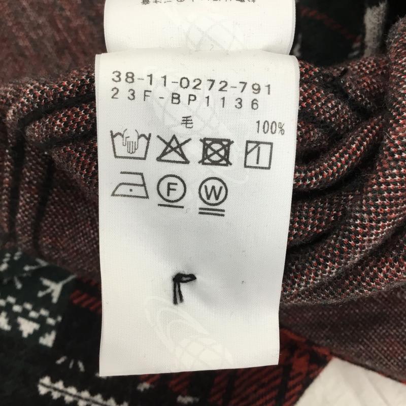 ビームス BEAMS シャツ、ブラウス 長袖 ジャガード パッチワーク ガイド シャツ M 総柄 黒 / ブラック / X 赤 / レッド / X 緑 / グリーン / メンズ USED 古着 中古 10138384