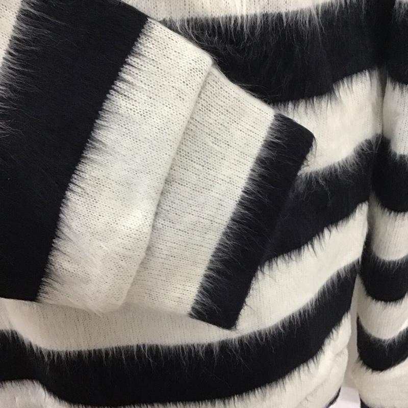 ザラメン ZARA MAN ニット、セーター 長袖 長袖ニットカットソー ニット セーター クルーネックニット XL ボーダー柄 白 / ホワイト / X 黒 / ブラック / メンズ USED 古着 中古 10113736