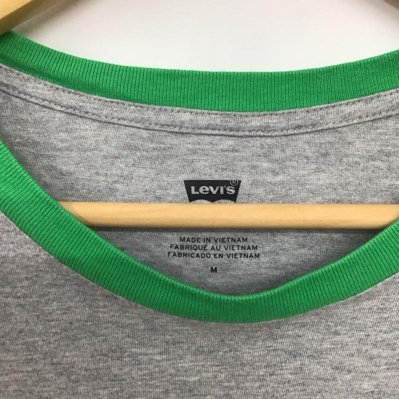 リーバイス Levi s カットソー 長袖 長袖カットソー プリントカットソー クルーネック M ロゴ、文字 灰 / グレー / メンズ USED 古着 中古 10137226