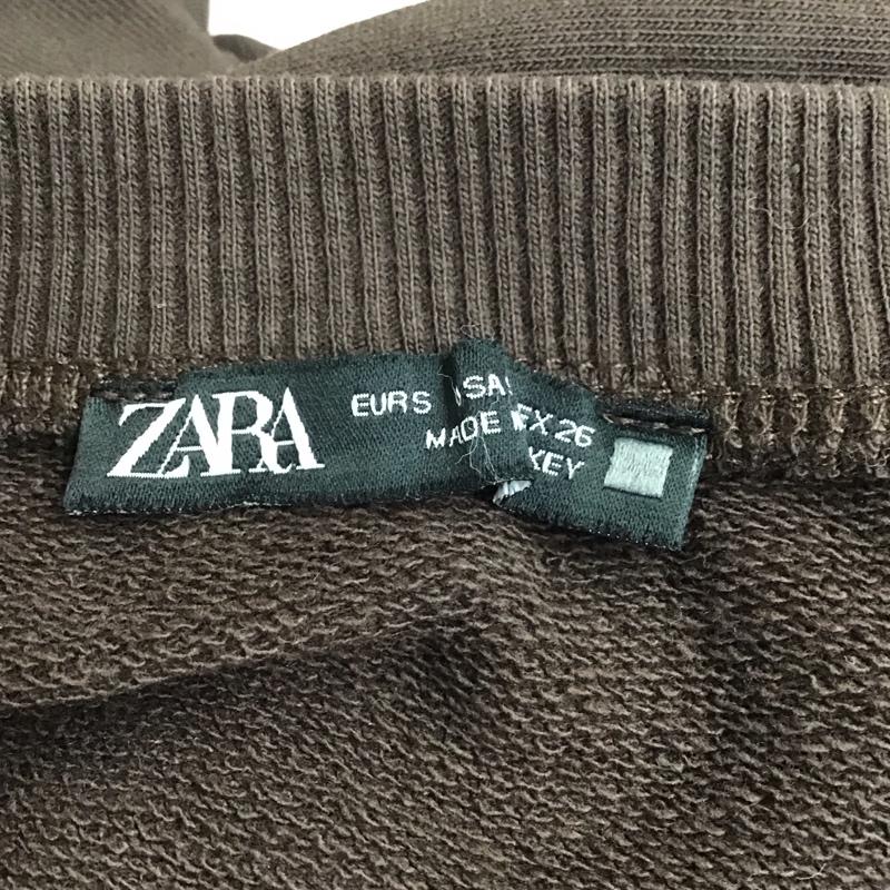 ザラ ZARA トレーナー 長袖 2298 467 716 肩フリル レース スウェット S 無地 ダークブラウン / ダークブラウン / レディース USED 古着 中古 10116309