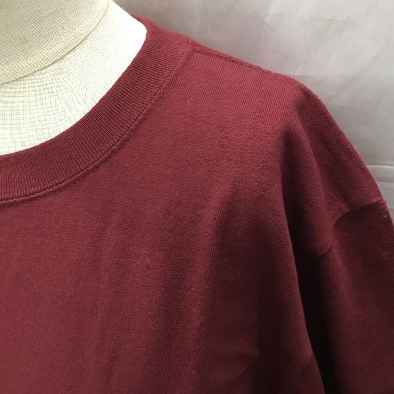 ミルクフェド MILKFED. Tシャツ 半袖 半袖カットソー プリントTシャツ クルーネックカットソー M ロゴ、文字 えんじ / ワインレッド / レディース USED 古着 中古 10112248