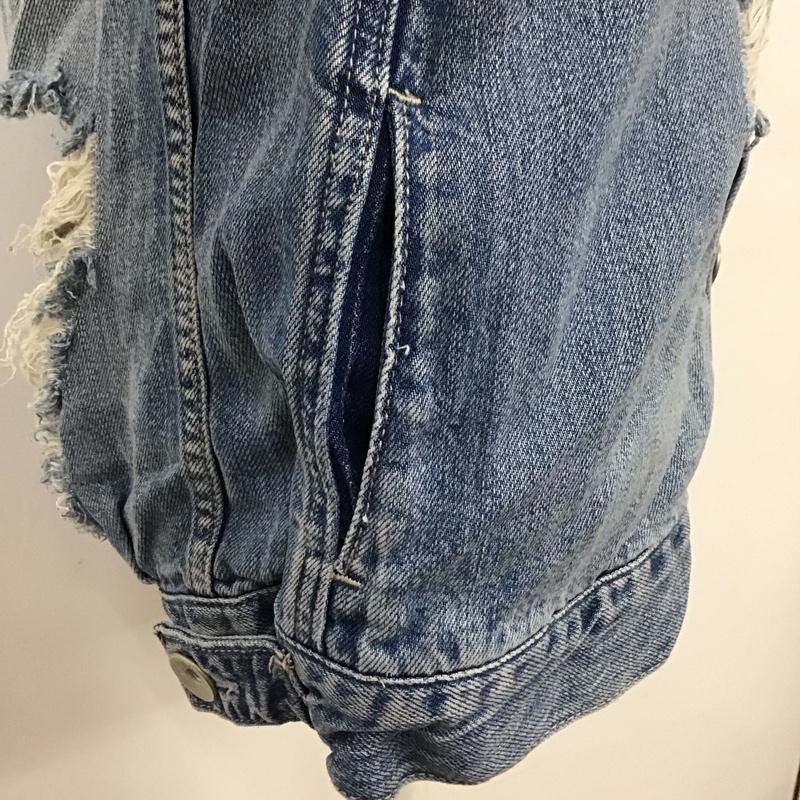 ジェイダ GYDA ジャケット、上着 ジャケット、ブレザー 071940200601 ダメージ加工 Gジャン デニムジャケット FREE 無地 インディゴ / インディゴ / レディース USED 古着 中古 10110260