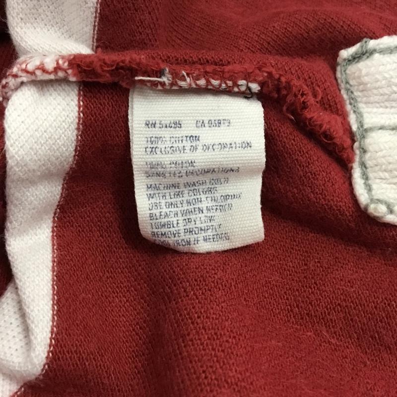 アバクロンビーアンドフィッチ ABERCROMBIE&FITCH ポロシャツ 半袖 4L ボーダー柄 えんじ / ワインレッド / メンズ USED 古着 中古 10110675