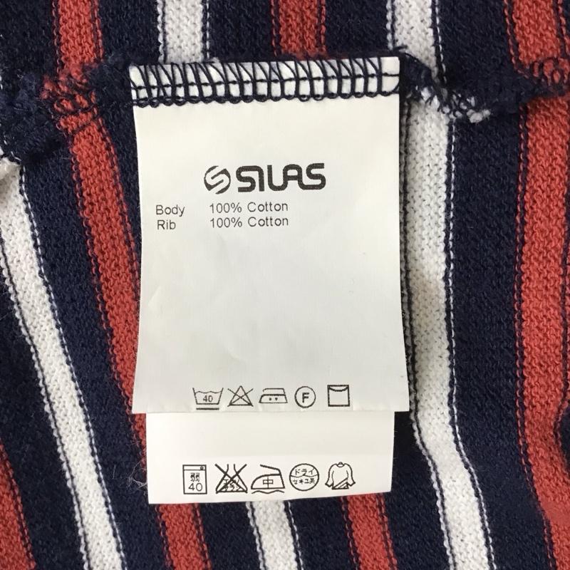 サイラス SILAS カットソー 長袖 10114301 胸ポケット 3 ボーダー柄 白 / ホワイト / X 赤 / レッド / X 紺 / ネイビー / メンズ USED 古着 中古 10116825