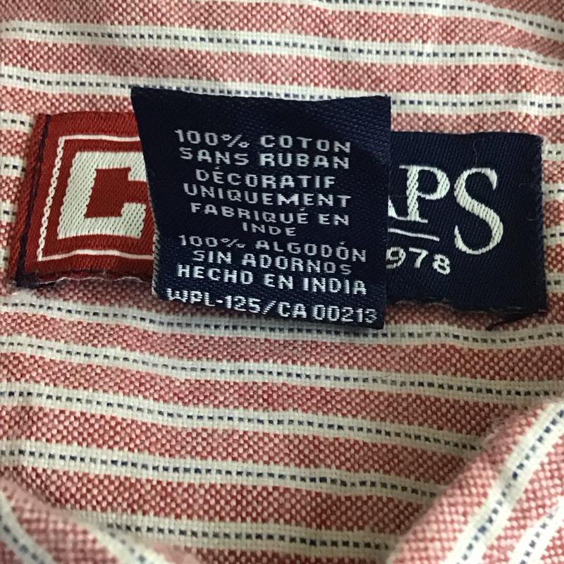 チャップス CHAPS シャツ、ブラウス 長袖 長袖シャツ カラーシャツ ポケットシャツ 長袖カットソー ストライプシャツ XL ストライプ 赤 / レッド / メンズ USED 古着 中古 10118278