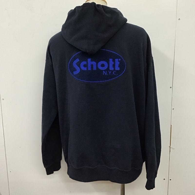 ショット schott パーカー 長袖 長袖パーカー プルオーバーパーカー スウェット XL ロゴ、文字 紺 / ネイビー /  メンズ USED 古着 中古 10124910
