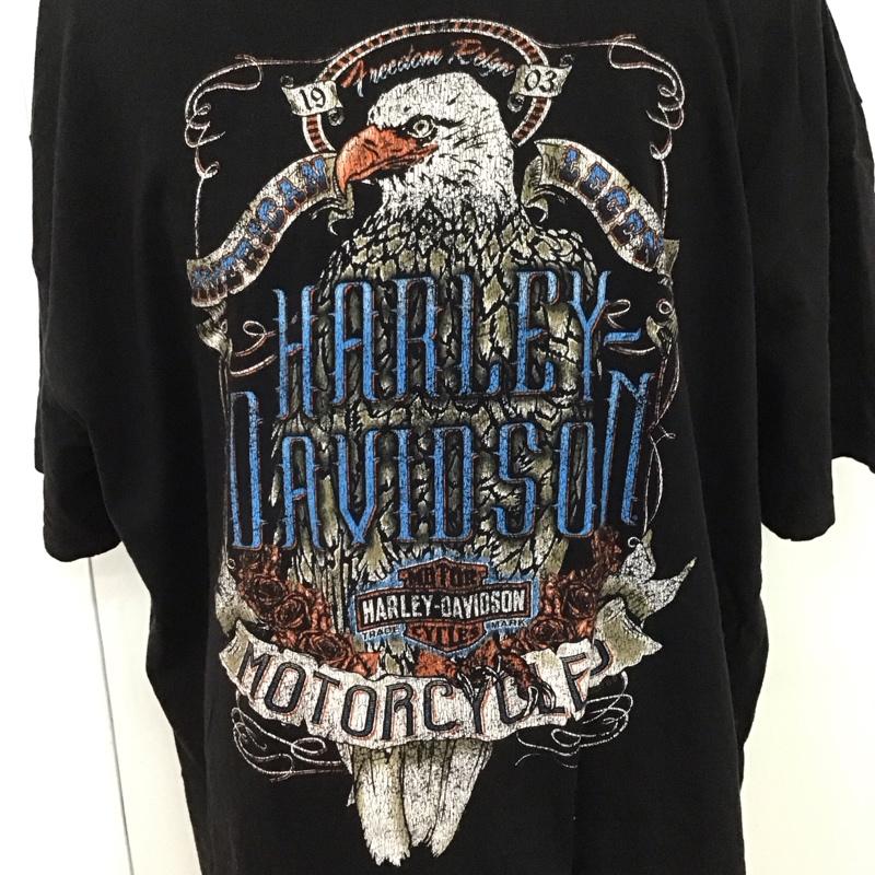 ハーレーダビッドソン Harley-Davidson Tシャツ 半袖 半袖カットソー プリントTシャツ クルーネックカットソー プリント 黒 / ブラック / メンズ USED 古着 中古 10116379