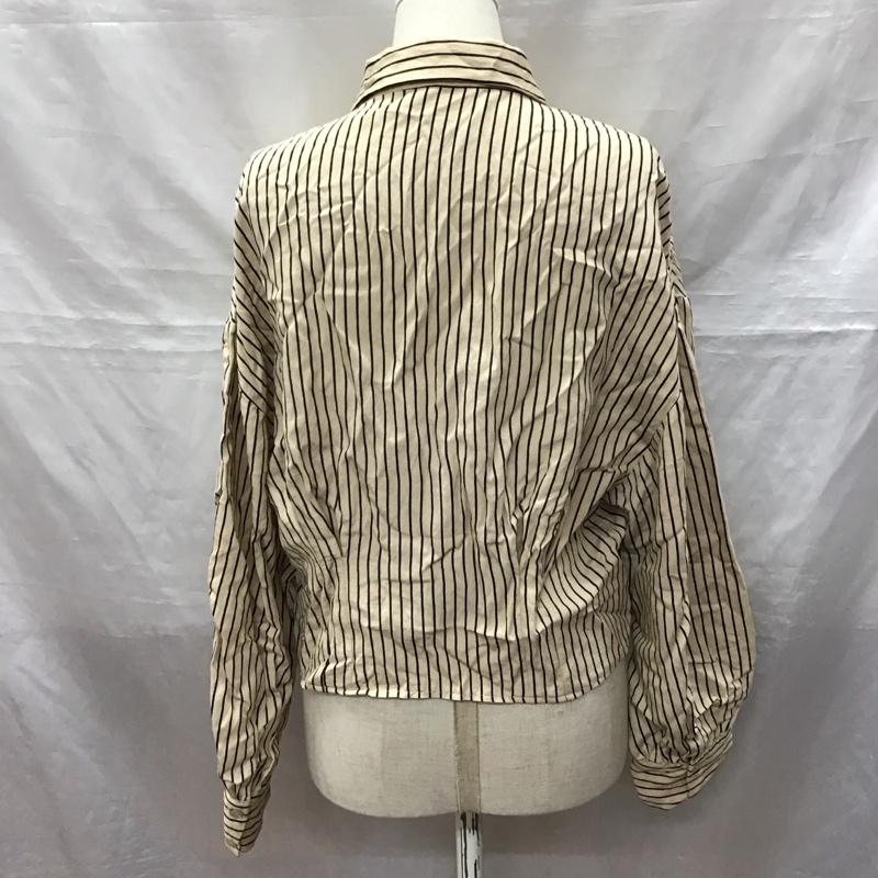 ザラ ZARA シャツ、ブラウス 長袖 クロップド丈 S ストライプ ベージュ / ベージュ / X 黒 / ブラック / レディース USED 古着 中古 10123505