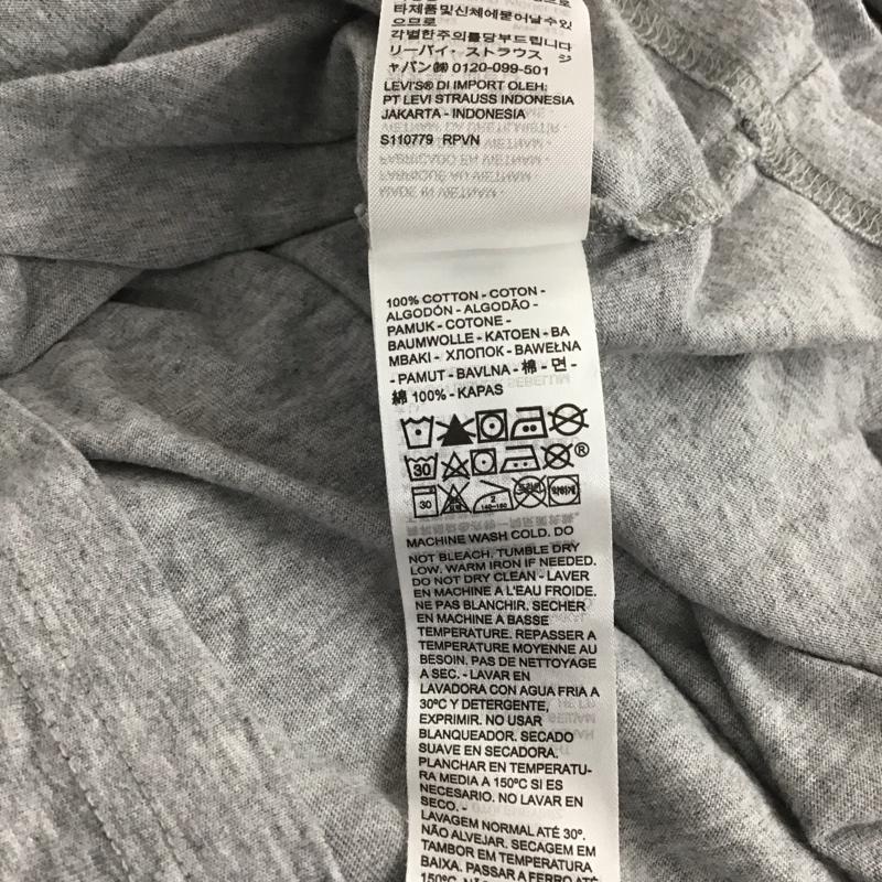 リーバイス Levi s カットソー 長袖 長袖カットソー プリントカットソー クルーネック M ロゴ、文字 灰 / グレー / メンズ USED 古着 中古 10137226