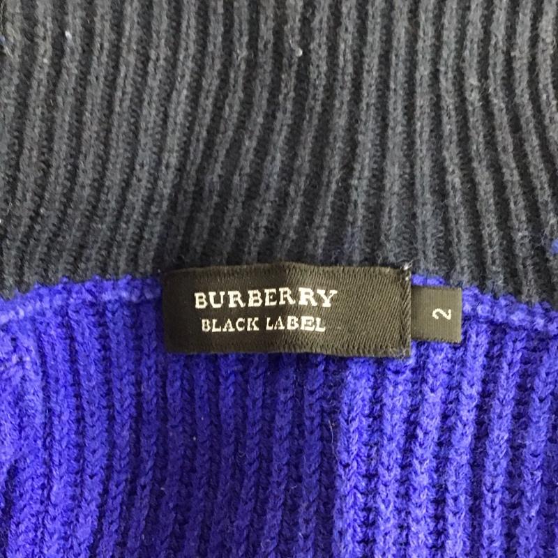 バーバリーブラックレーベル BURBERRY BLACK LABEL カーディガン 長袖 D1N07-706-24 フルジップ 2 ワンポイント 青 / ブルー / メンズ USED 古着 中古 10114034
