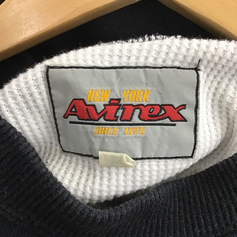 アヴィレックス AVIREX トレーナー 長袖 長袖トレーナー スウェット クルーネック プルオーバー M ロゴ、文字 黒 / ブラック / メンズ USED 古着 中古 10132691