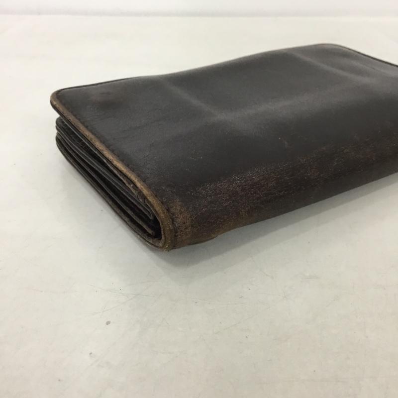 ポーター PORTER 財布 二つ折り WACKO MARIA レザー 無地 ダークブラウン / ダークブラウン / メンズ USED 古着 中古 10137405