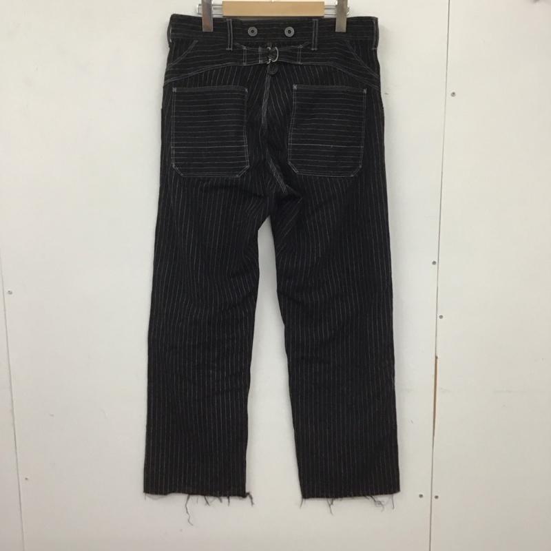 ショットブロス SCHOTT BROS. パンツ デニム、ジーンズ ショットオールドヒッコリーデニムパンツ デニムパンツ ワイドパンツ 裾ロット 32インチ ストライプ 黒 / ブラック / メンズ USED 古着 中古 10134374