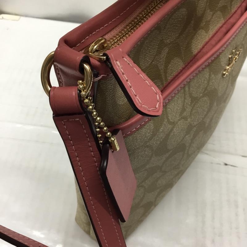 コーチ COACH ショルダーバッグ ショルダーバッグ F29210 シグネチャー ロゴ、文字 ベージュ / ベージュ / X 桃 / ピンク / レディース USED 古着 中古 10115577